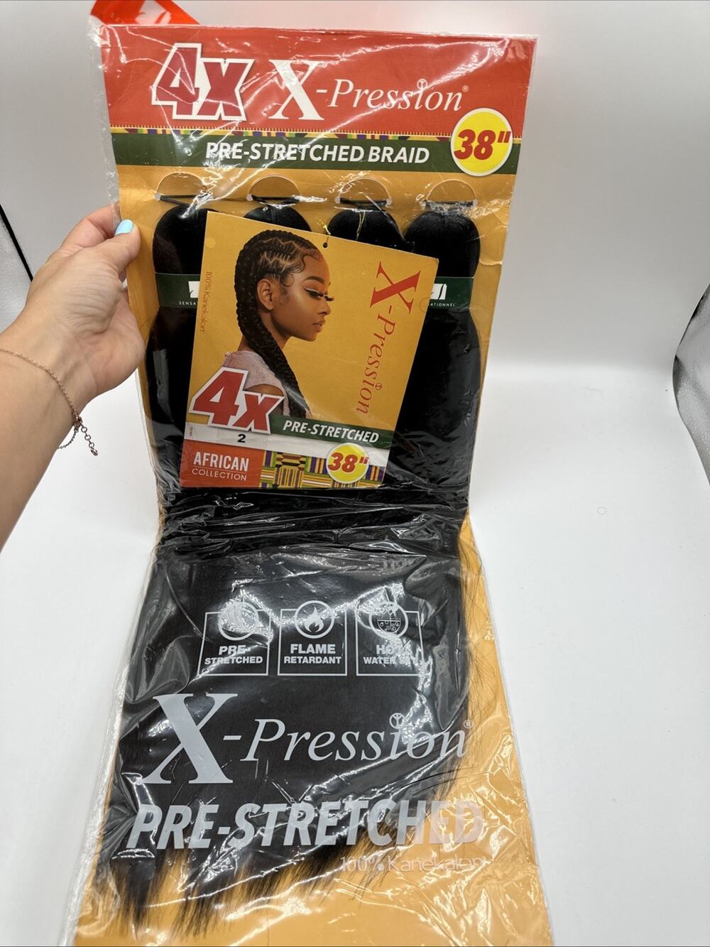 Sensationnel X-Pression 4X Pre-Stretched Braiding Hair 38” Color 2 Kanekalon New